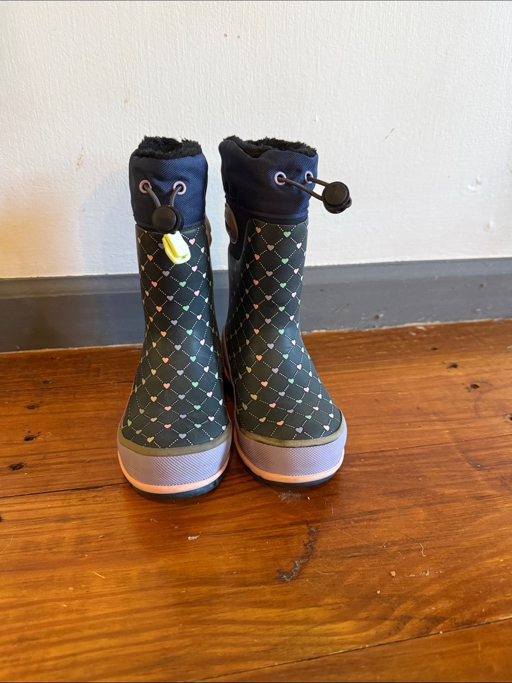 Western Chief Green Kids Rain Boots with Multicolor Heart Print